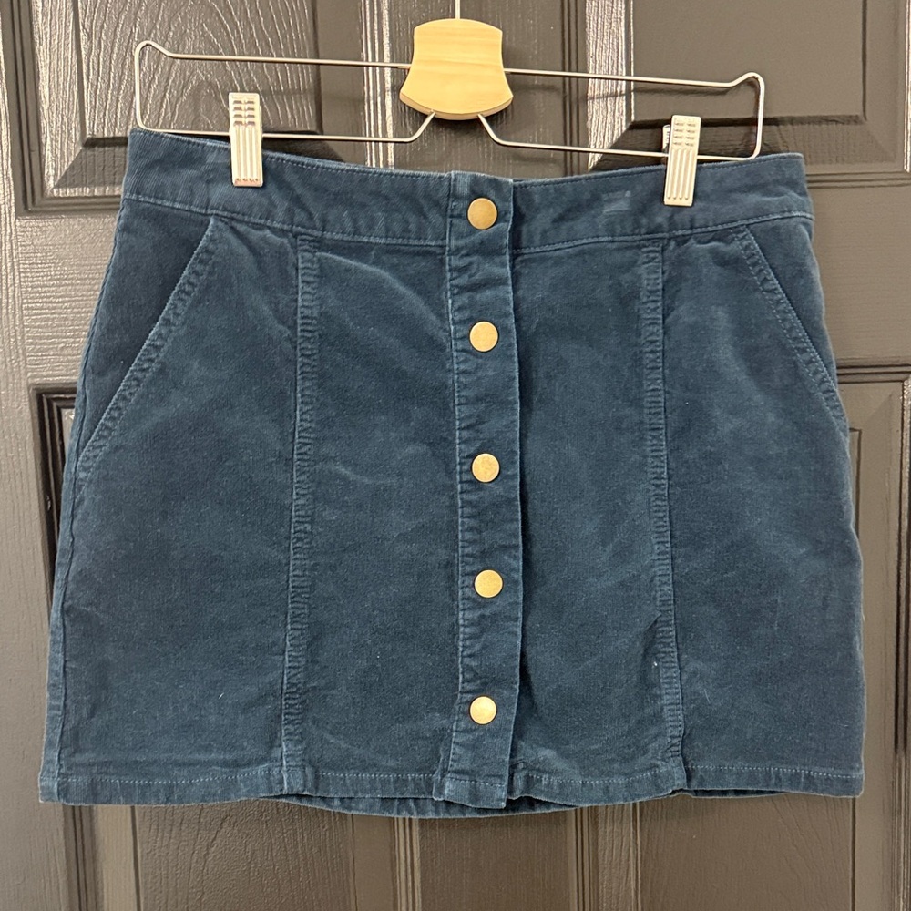 Altar'd State Navy Corduroy Mini Skirt